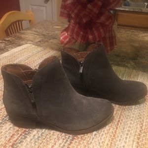 Lucky Brand Grey Suede Booties Size 6